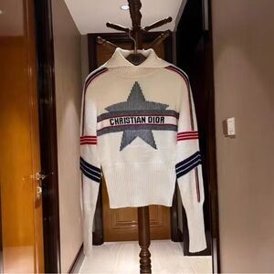 Christian Dior White Sweater with Star Design